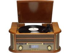 Retro Plattenspieler mit Lautsprecher CD Player Schallplattenspieler Musikanlage