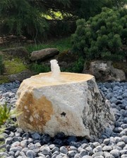 Quellstein Onyx Marmor 40cm mit Quellschale Gartenbrunnen Springbrunnen Komplett