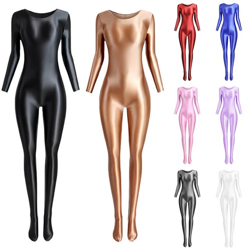 Damen wetlook langarm bodysuit - wetlook,