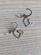 Clip Ohrringe "Hund / Herz" - Silber Charm. Tier Anhänger. Geschenk Freundin Süß