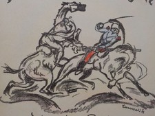 RICHARD SEEWALD - Kämpfende Reiter. Lithographie 1914. Jentsch L 3