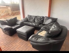 Echt Ledercouch mit Sessel und