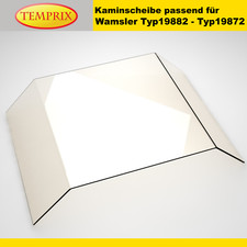 Kaminglas für Wamsler Typ 19882 & 19872 Kamin Gebogen Kaminscheibe Sichtscheibe 