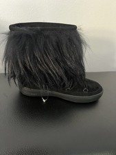 Neue Moon Boot Damen Stiefeletten Größe 36 Schwarz Mit Fell, gefüttert 