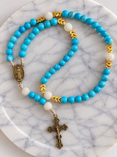 Rosenkranz mit blau weißen - rosenkranz,