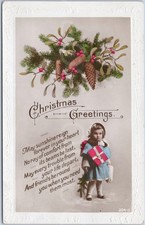 RPPC Künstlerische Antike Postkarte Weihnachten Grußkarte Kind