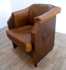Wiener Secession Sessel art nouveau Jugendstil Art Deco Leder Clubsessel 20er