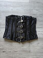 Damen Lack Satin Unterbrust Corsage M Neu Korsage Schwarz Gothic Schnallen