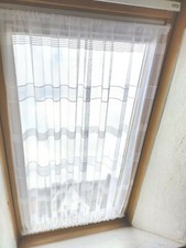 Handarbeit  Scheibengardine Weiß glatt B 80cm Spanngardine H 80cm  Dachfenster