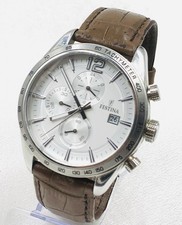 Festina Chronograph F16760 Herrenarmbanduhr – Edelstahl, Lederband, Datum.