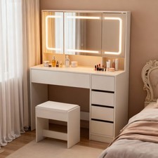 Schminktisch 5 Schubladen Schublade Spiegel LED-Beleuchtung Frisiertisch