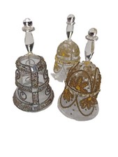 Glas Glocken 3-er Set, Dekoglocken, Weihnachtsschmuck 12cm gold, silber, gelb