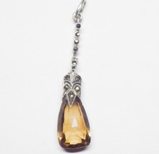 Art Deco Silber Citrin Paste Markasiten Anhänger