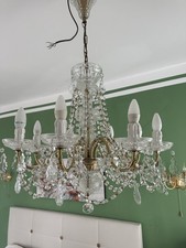 Kronleuchter Deckenlampe Lüster Bronze Glas Frankreich 1920