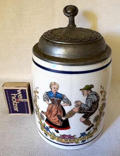 Bierkrug zinndeckel rieber - bierkrug;,
