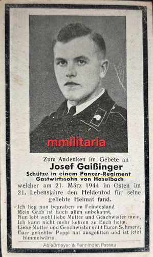 Sterbebild wwii schütze - sterbebild,