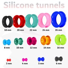 Tunnel Piercing Plug Flesh Plugs Silikon soft 3-26mm Ohren Ohr Ear Bunt weich
