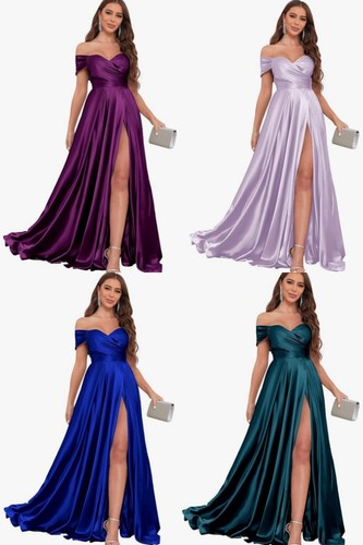 Satin lang brautjungfernkleid - satin,
