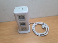 8 Fach Mehrfachsteckdose Tower 3 USB Überspannungsschutz 2M für Zuhause Grau