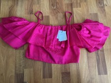 NEU Sandro Paris Luxus Oberteil Cropped Top Gr. 3 (D 40) Pink  Rüschen