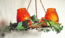 Kronleuchter rot Landhaus Hängeleuchte Kerzenständer Kerzenleuchter Vintage 2565