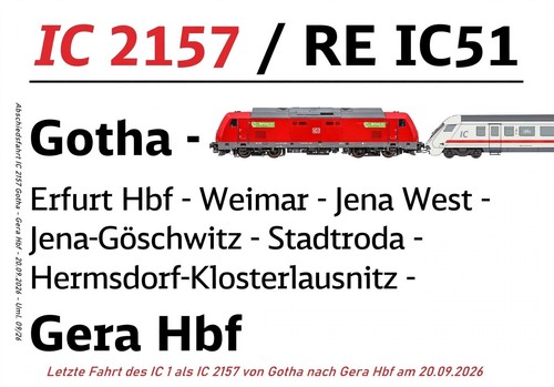 Zuglaufschild abschied 2157 - zuglaufschild, ic