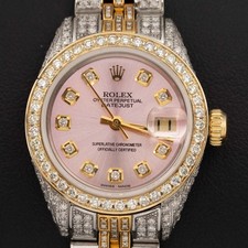 Rolex Datejust 6917 Diamant Lünette Uhr 26mm Zwei Ton Jubiläum Pink Dial, 6.20ct