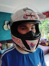 NEXO Motorradhelm Roller Mädchen Integralhelm Blumen pink 52cm unfallfrei wie ne