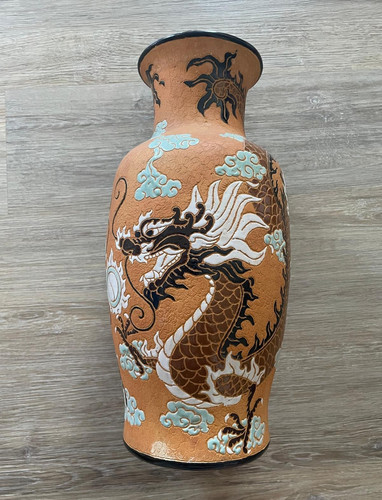 Braun orange keramikvase mit - braun/orange,