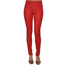 PHILIPP PLEIN Posh Metall Logo Lederhose Leggings Hose Rot S