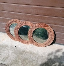 Wand Spiegel Rattan Korbgeflecht 60er 70er Jahre 