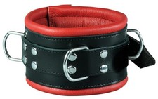 BDSM 80mm extra breites Bondage echt Leder Halsband rot gepolstert Halsfessel