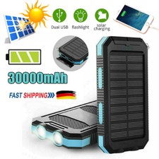 Solar Power Bank 30000mAh Tragbar Externer Batterie Ladegerät für alle Handy NEU