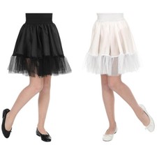 KINDER PETTICOAT / Tellerrock Mädchen Kostüm Unterrock Schwarz Weißer Karneval