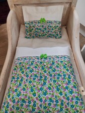 Streublumen❤kleine Puppenbettwäsche f.Korbwagen❤PuppenwagenGarnitur❤Handmade Neu