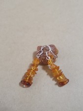 Ausgefallene OHRRINGE mit Bernstein, 4cm  , 925  Silber 