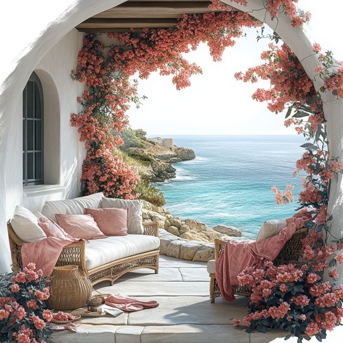 Wandbild terrasse meer - wandbild,