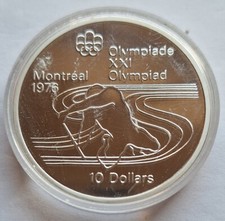 Kanada: 10 Dollar 1975, Olympiade Montreal - Einer-Kanadier. PP, gekapselt.