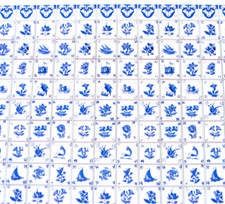 Puppenhaus Wand Fliesen blau