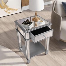 Verspiegelter Beistelltisch Nachttisch Sofatisch Coachtisch mit Schublade Modern