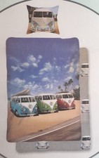 Bettwäsche Retro VW Bulli Transporter T1 Beach 100% Baumwolle 135 x 200 cm