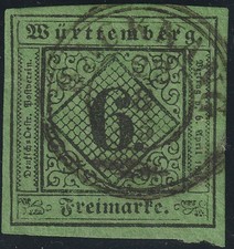 Württemberg 3 y gestempelt Dkr 'BACKNANG' geprüft Irtenkauf BPP