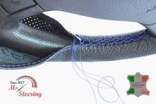 PASST ZU ROBUR LO3000 89- SCHWARZ PERF LEDERLENKRADBEZUG ROYALBLAUE NÄHTE