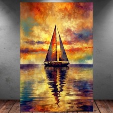 LEINWAND BILD ER XXL ABSTRAKT SEGEL SCHIFF BOOT MEER BUNT WAND POSTER P1927