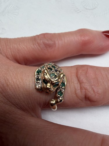 14k damen panther ring mit - panther,