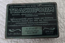 Kl. alte Blech Dose TRACHIFORM Arznei Grippe Apotheke Chem Fabrik STARKE Berlin