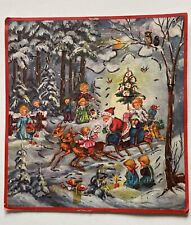alter Adventskalender Amag 219 Weihnachtsmann Schlitten Kinder Glitzer vintage