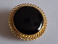 Vintage Brosche Onyx Cabochon