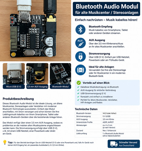 Bluetooth audio modul - audio, aux