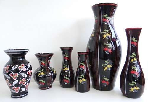 Konvolut schwarzglas vase - 7,